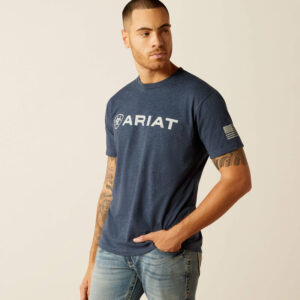 Ariat Shield Flag T-Shirt Navy Blue